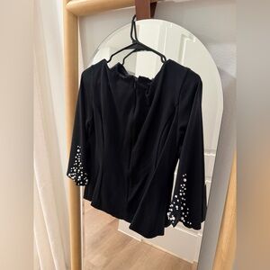 White House Black Market Black Top with Pearl Accents